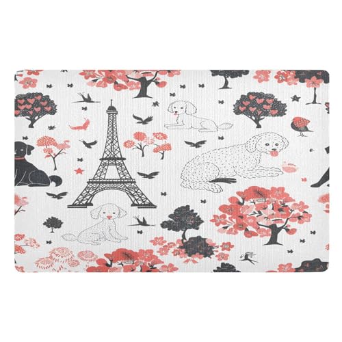 Paillasson d'intérieur absorbant 50x80 cm lavable motif Tour Eiffel - 2