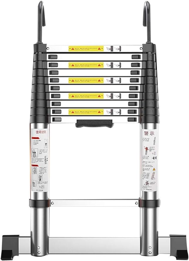 Extension Ladder Bamboo Home Straight Ladder, Thick Folding Ladder, Aluminum Alloy Engineering Ladder, with Hook (Size : Straight Ladder 3.8m(12.47 ft))