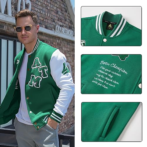 Image of ANOTWENER Men's Varsity Jacket Vintage Baseball Button Jackets Long Sleeve with Letters Casual Coats for Men