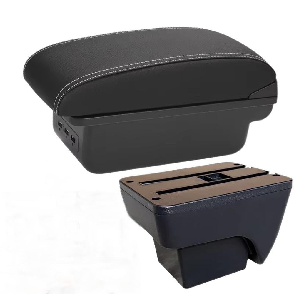 FSOZDBBPL Car Armrest Box For Seat Arona For Ibiza 6L 6J 2017-2025 Auto Center Console Armrest Storage Box Interior Parts(B3 Black white 3USB)