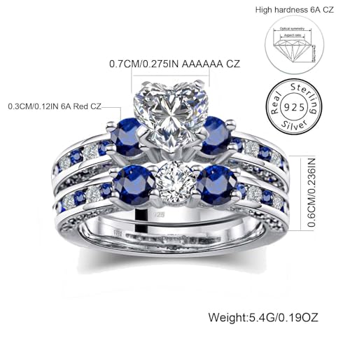 Couple Rings White Gold Plated 925 Sterling Silver Ring 1CT Heart CZ Women Wedding Ring Sets Men Titanium Steel Ring2