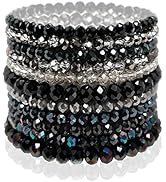 CATCHY & CRAFTY Bracelet Crystal Stretch Stackable Layering Colorful Statement Bracelets Women Gl...