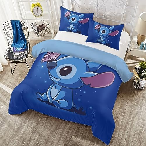 Iovvloi Cartoon Bed Sets Anime Bedding Sets for Girls Boys Ultra Soft Breathable 3 Pieces Comforter Cover Pillowcase 86″×70″
