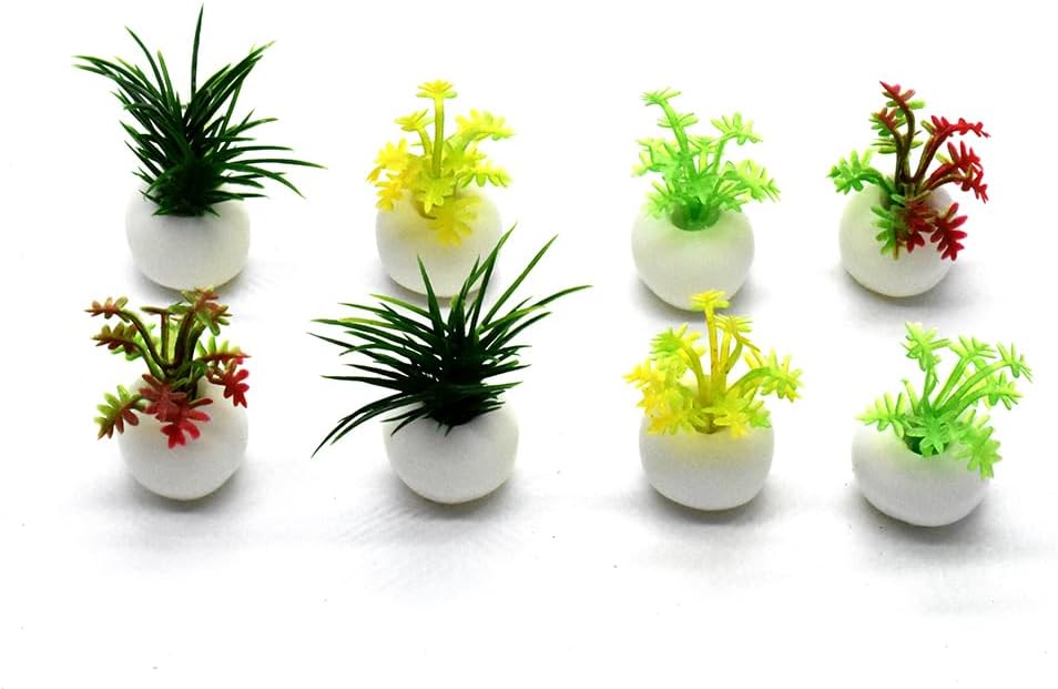 Aliotech 8Pcs Tiny Miniature Fake Flower Pot Simulation Bonsai Decorative Grass …