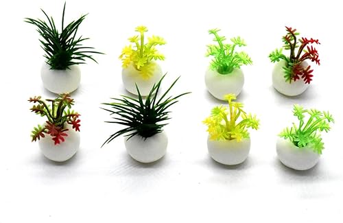 Aliotech 8 piezas de macetas falsas en miniatura, simulación, bonsái, plantas artificiales decorativas para decoración de casa de muñecas