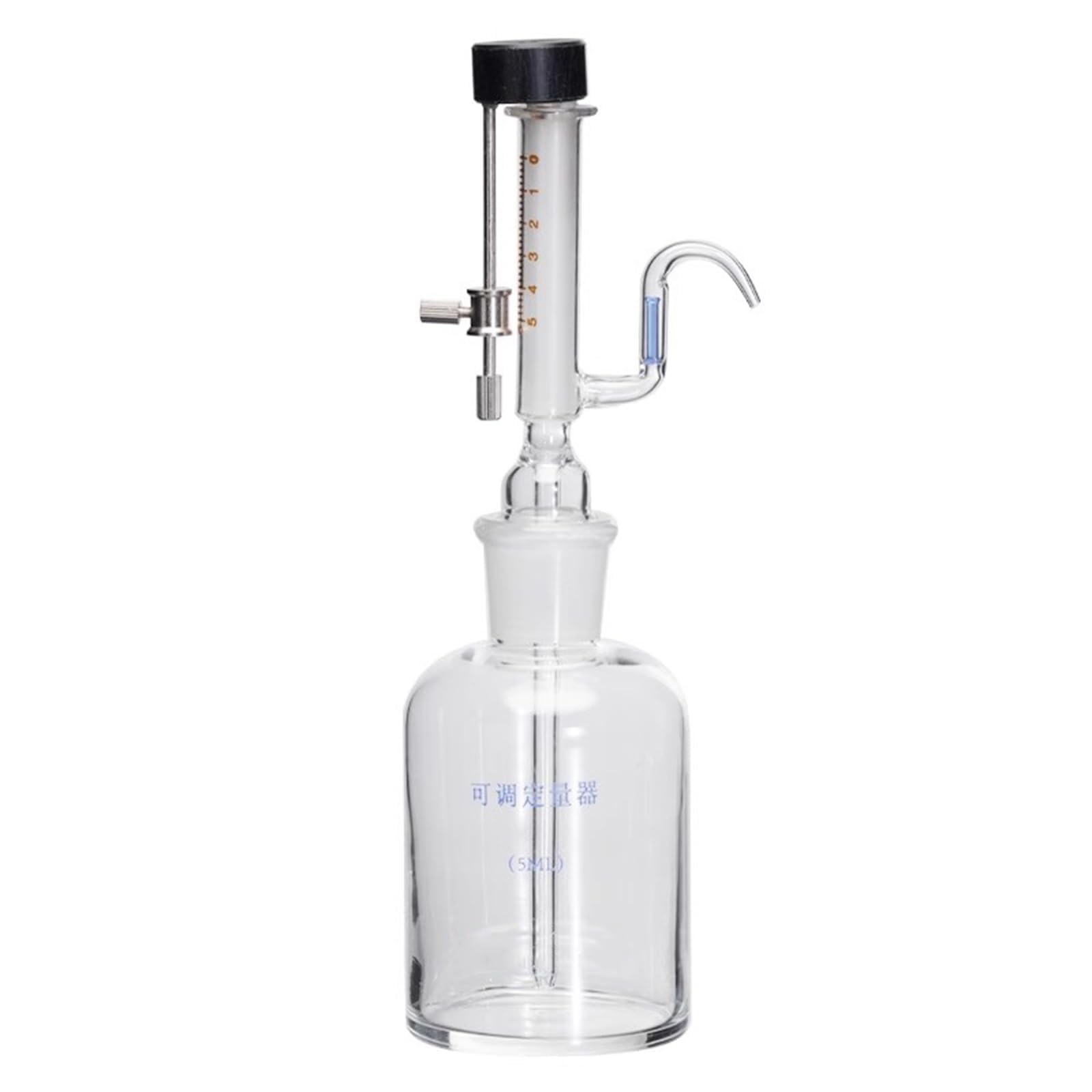 1/5 Ml Laborglas-Pipettenflasche, Mikroverstellbarer Flüssigkeitsspender Mit Einstellknopf Aus Edelstahl, Zur Quantitativen Dosierung Von Ätzenden Flüssigkeiten