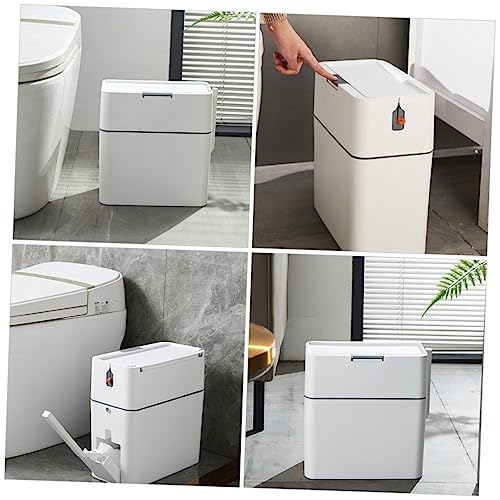 Papelera automática rectangular con tapa y cepillo miniatura 3