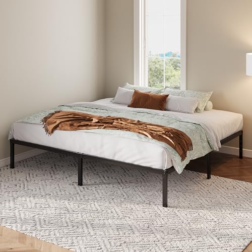 Image of Allewie King Size Bed Frame, 12 Inch Metal Platform Beds with Storage Space, No Box Spring Required and Easy Assembly, Black