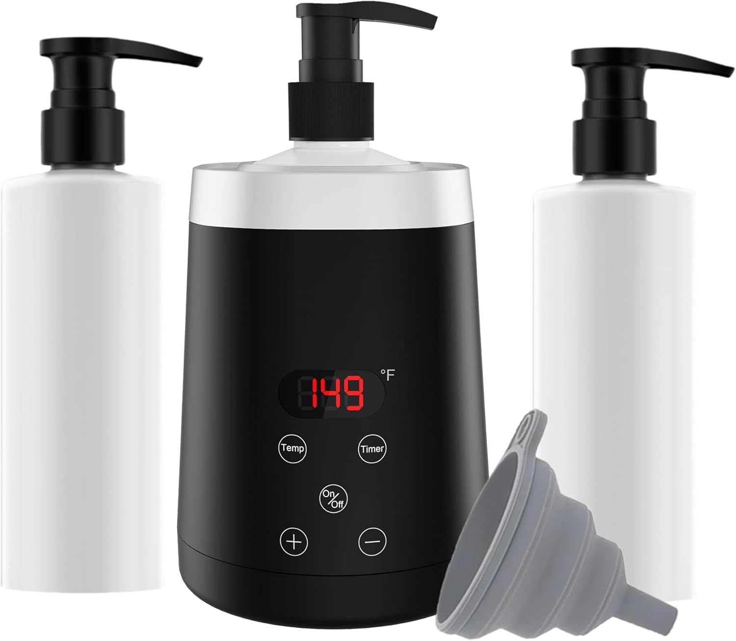Massageölerhitzer mit zwei Ölflaschenspendern, einem Trichter zum Erhitzen von Massageölen und Lotionen für Heim- und Wellness-Salons