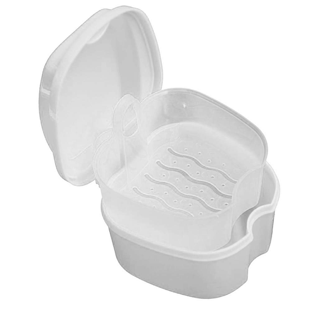 Ellymi Denture Case, Denture Cup with Strainer, Denture Bath Box False Teeth