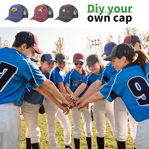 Image of Suhine 24 Pcs Blank Trucker Hat Bulk Unisex Mesh Baseball Cap for Sublimation Embroidery Vintage Adjustable Hat for Men Women