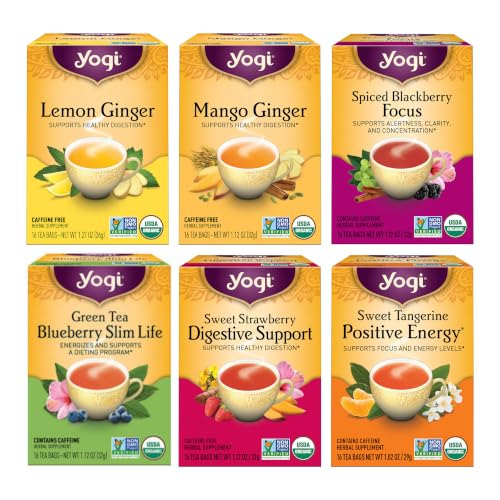 Yogi Fruity Tea Variety Sampler, 16 Tea Bags (6 Pack)