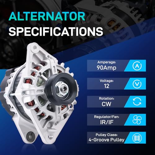 Alternator Replacement New for 2007-2012 Hyundai Elantra 2.0L, 2010 2011 Kia Soul 2.0L, 2007-2009 Spectra 2.0L L4, 2655635, 600162, 3730023650, AVA0102, 40046020, 40046031 11311N by BDELI - Image 2