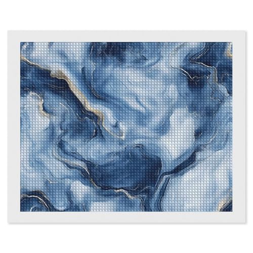 Blue Golden Marble Textures Diamond Art Kits for Adults Square Drill Crafts 16