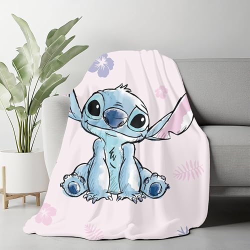 Disney Lilo und Stitch Kuscheldecke Fleecedecke 100 x 150 cm Pflegeleicht Waschbar (Rosa)
