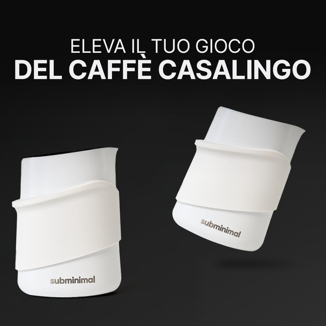 Subminimal FlowTip Bricco Latte Senza Manico in Acciaio Inox, Versamento Preciso per Latte Art, Pot da Barista per Schiuma Latte Cappuccino Caffè (Bianco)