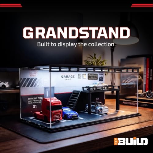 Image of Grandstand Garage for 1:64 Cars, Toy Car Garage, Diorama & Storage Playset, Parking Garage for Die-Cast & 1:64 Mini RC Cars, DIY Building Kit, Car Display Set (Grey)