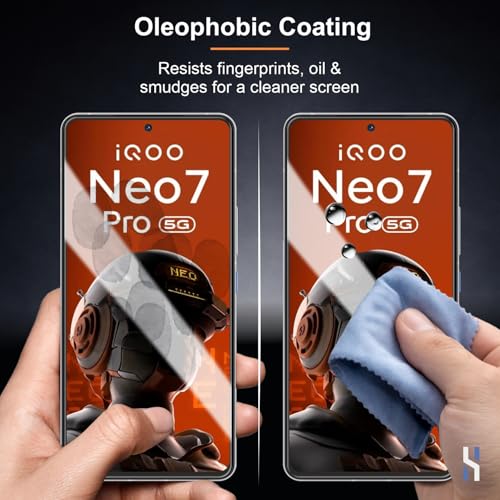 Image of Tempered Glass for iQOO Neo 7 Pro | Neo 7 | 11 | 9T (6.78 Inch) Military Grade 9H Screen Guard, Anti-Scratch, Shatterproof, Edge-to-Edge Full Coverage - Black Border