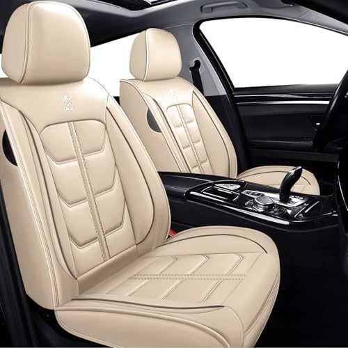 SITCOVER Car Seat Covers for Cadillac XT5 2017-2025 Front Seat, Nappa Leather Vehicle Seat Protector, Stylish Waterproof Easy to Install, Breathable Auto Seat Cushion Cover.(Beige, Standard)