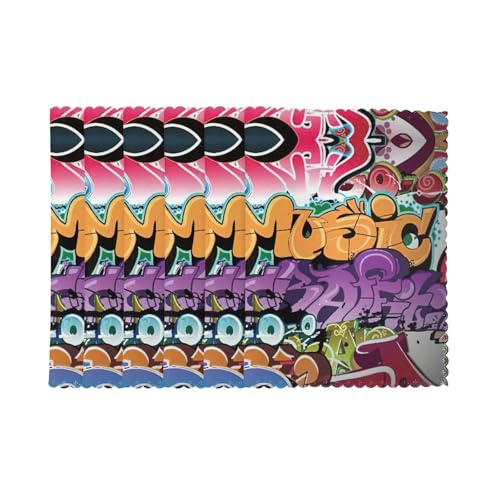Sets de table imprimés graffiti anti-tache et anti-chaleur pour salle à manger