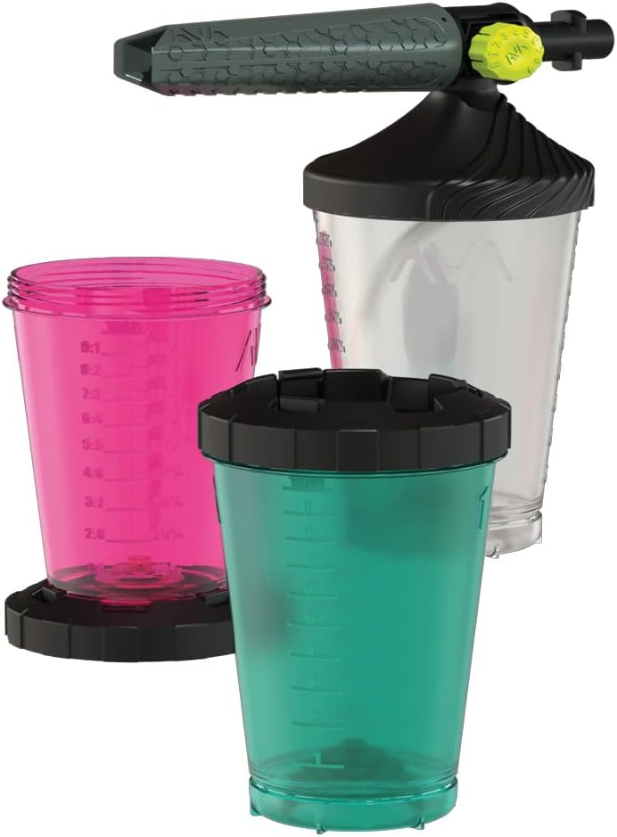 AVA Premium Foam Cannon Kit, Includes AVA Premium Foam Cannon P30-P80, 2x lids, 3x 1L Beakers In Clear, Magenta and Pine Green, Compatible with AVA & Karcher K2-K7 Pressure Washers