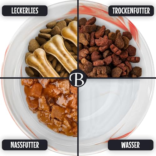 bluzelle Hundenapf Set Erhöht 2X 850ml – Keramik Napfstation 2in1 mit Bambus Holzgestell – Balance Bowl (XXL) – rutschfeste Futterbar für Hunde & Katzen – Marke aus Berlin, Farbe:Marmor Pink