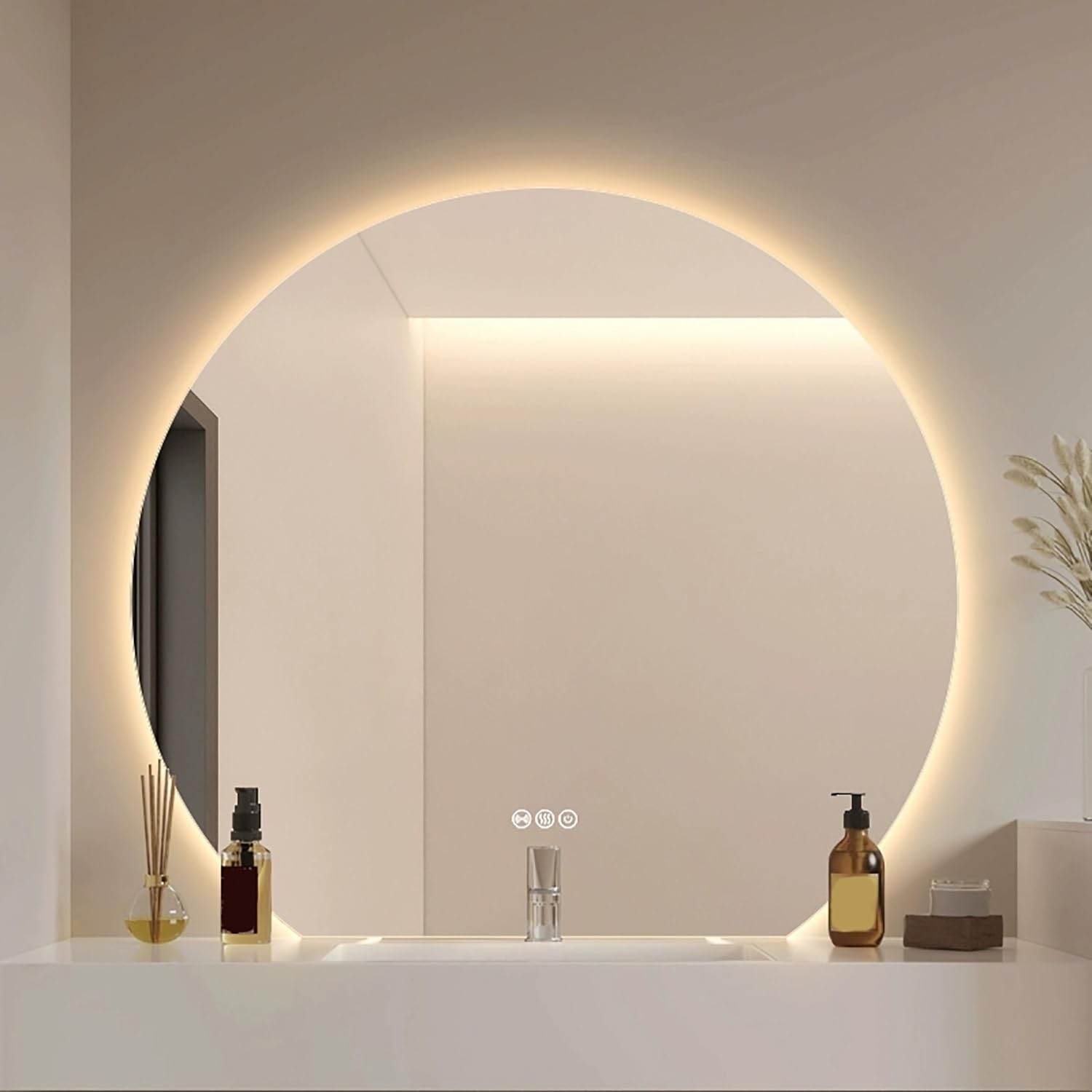 Miroir éclairage LED intelligent au design asymétrique pour intérieur prestigieux