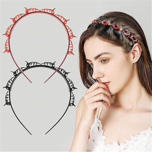 2 piezas Pinza para cabello estilo doble flequillo en negro y marrón con 8 clips pequeños, accesorios para trenzas y diademas para cabello rizado y grueso miniatura 6