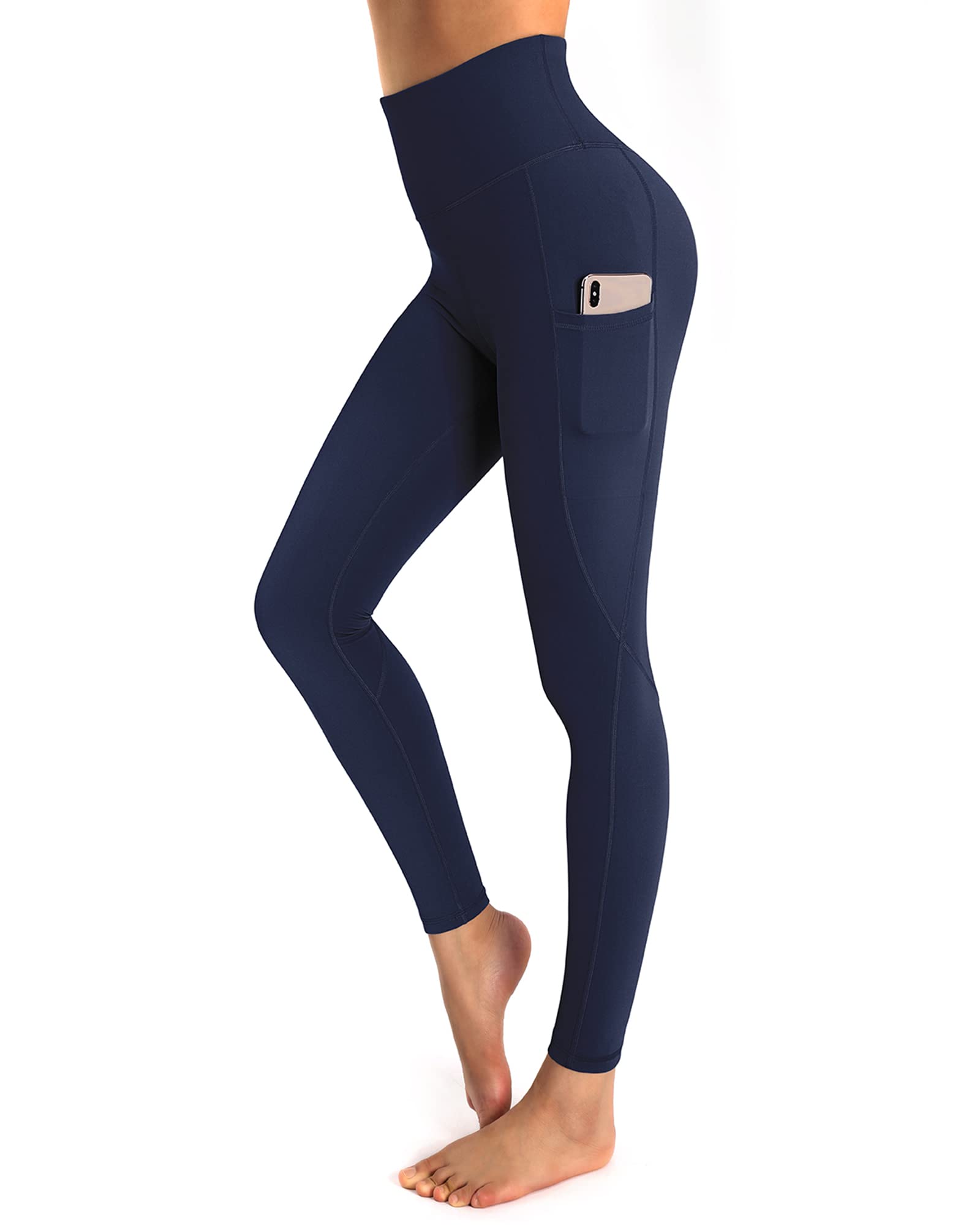 OUGES Vrouwen Hoge Taille Yoga Broek met Zakken Workout