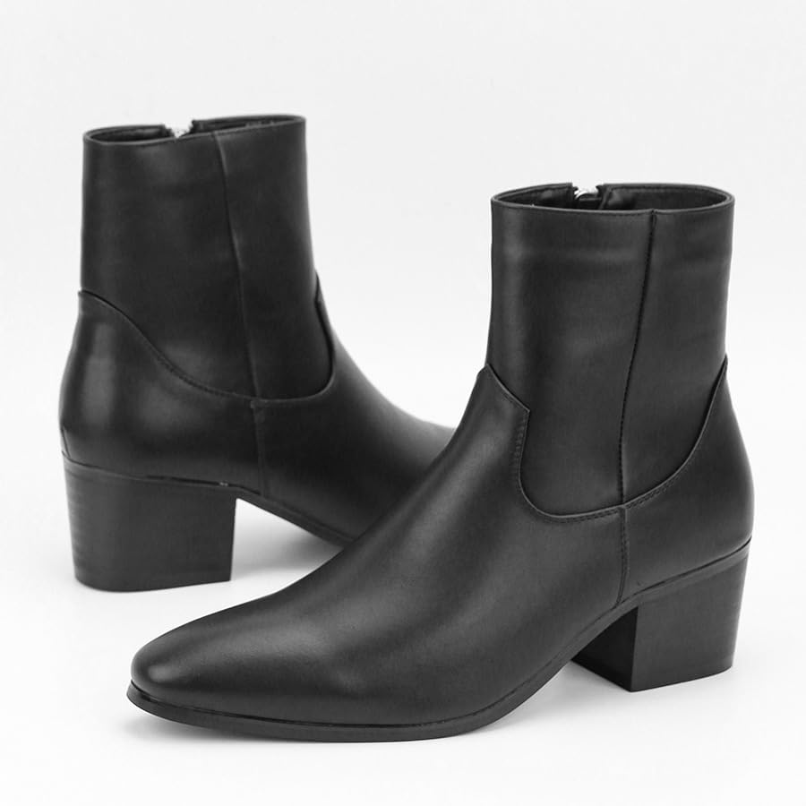 MGGMOKAY Men's Chelsea Boots - High-Heeled Leather Comfort