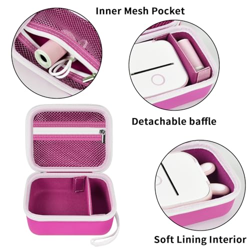 Image of ANKHOH Label Maker Case for Memoking T02 / for Phomemo M02 / M02S / M02 Pro / Q30S / for Ponek Mini Pocket Printer, Portable Sticker Printer Storage Holder Organizer Bag Paper&USB Cables, Box Only (Rose)