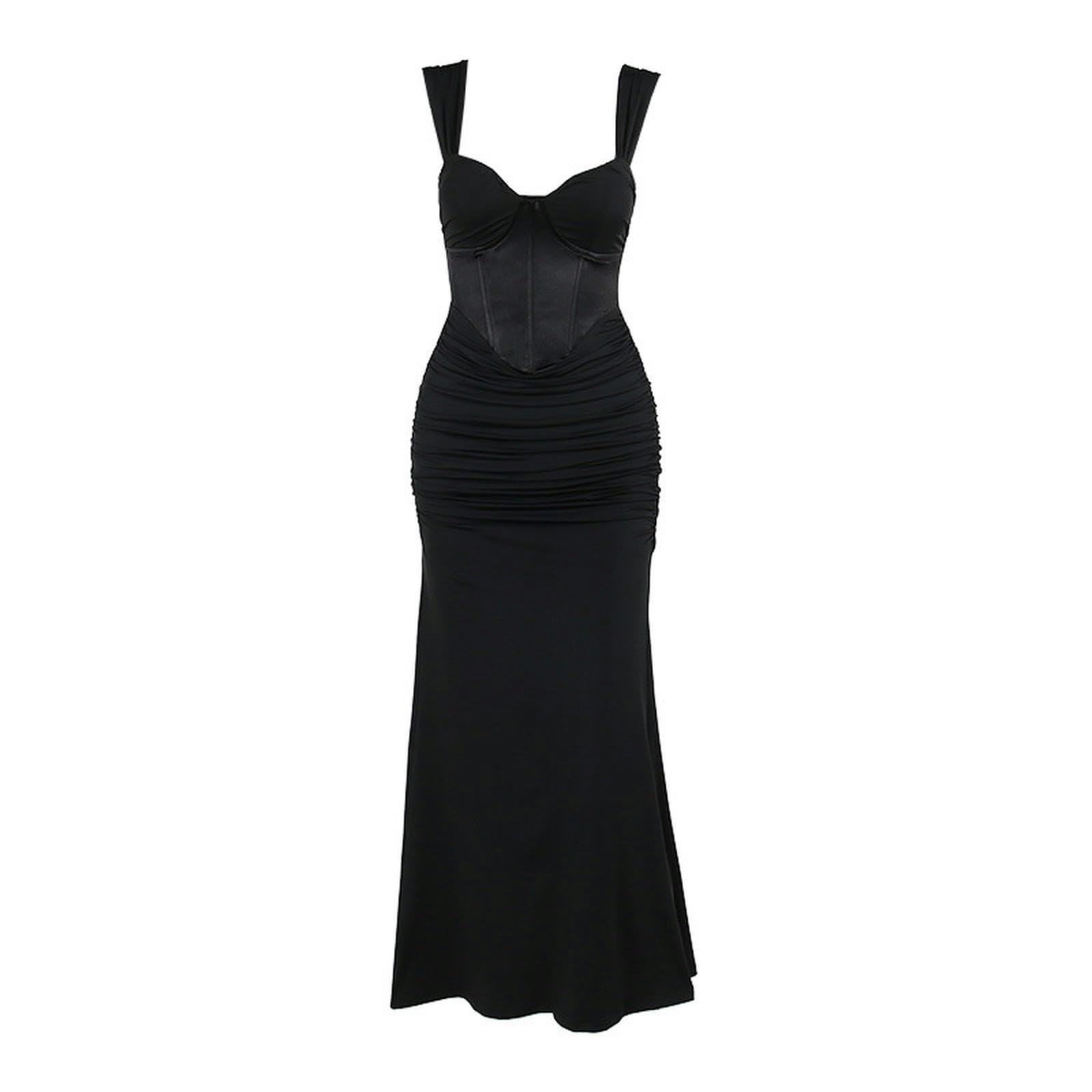 Vestido largo negro con encaje m para mujer