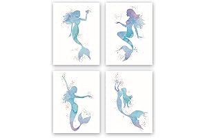 CHDITB Graceful Movement Mermaid Watercolor Art Prints, Canvas Wall Decor