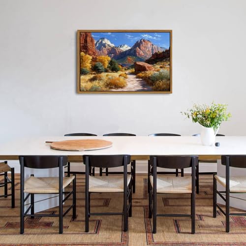 Image of Zion National Park Wall Art Mountain Pictures Wall Decor Red Rock Canyon Landscape Wall Decor Nature Southwest Desert Landscape Canvas Painting Prints for Living Room Bedroom Home Decoration 24x36 inch