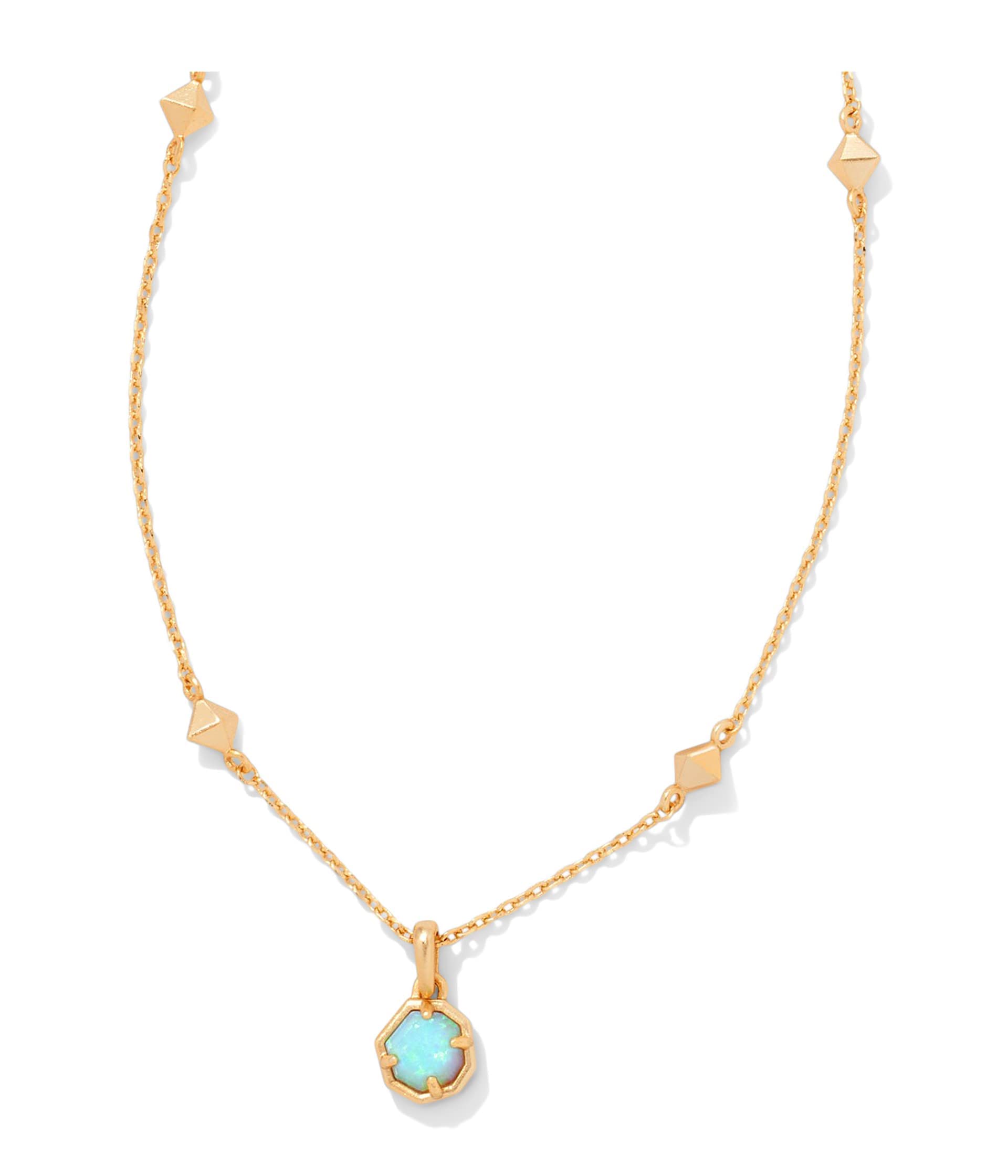 Kendra ScottNola Pendant Necklace in 14k Gold-Plated Brass, Angel Blue Opal, Fashion Jewelry for Women