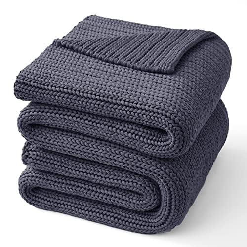 Guohaoi Knitted Weighted Blanket for Adults (Dark Grey 60"x80" 20lbs) No Beads Cooling Throw Blanket for Hot Sleepers, Home Decor Breathable Chunky Knit Heavy Blanket Use on Queen/King Size Bed