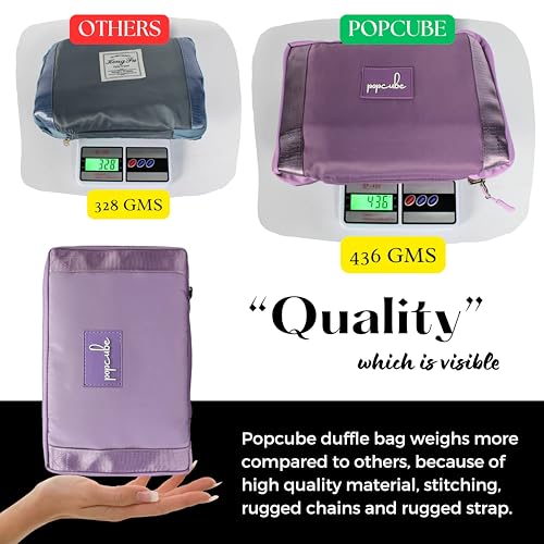 Image of POPCUBE Premium Foldable Duffle Bag for Travel for Women-Folding Bags for Travelling-Travel Bag for Women-Multipurpose Foldable Bags for Travelling. (Style 1, Purple)