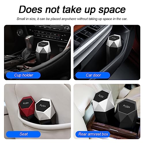 Image of Car Trash Can with Lid, Small Leakproof Portable Auto Garbage Can, Mini Diamond Design Trash Dustbin, Waterproof Vehicle Rubbish Bins for Automotive, Office, Kitchen, Home, Bedroom (1)