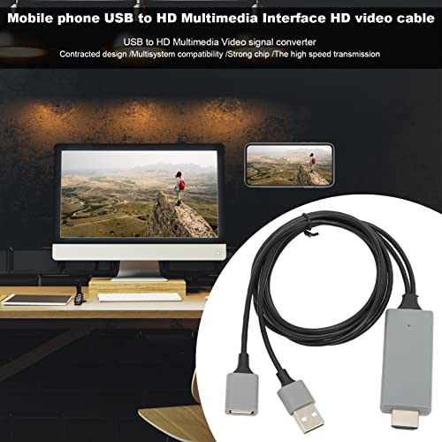 USB to HDMI 1080P Adapter Cable for Android Phone and TV Monitor (Black) - Image 2