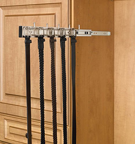 Belt Racks Steel, Side Mount, Belt Racks, Satin Nickel finish14" Depth, 9 Belt