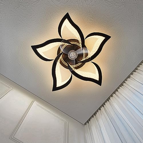 Haodengshi HDS-FSD11 Geometric Ceiling Fan With Lights, 27 Inch Black Ceiling Fan Lights With Remote, 6 Speeds Adjustable Black Farmhouse Industrial Flush Mount Ceiling Fan For Kitchen Bedroom thumb #7