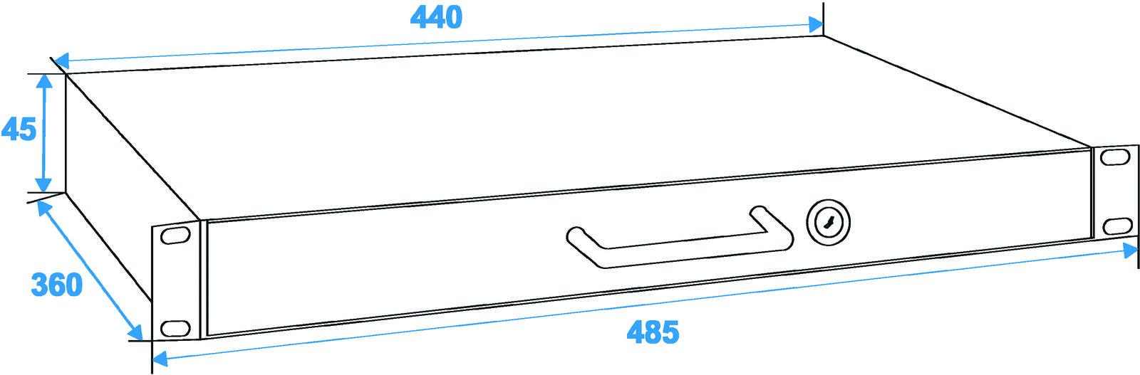 Tiroir rack 1U 48,3 cm avec serrure – Convient pour rack standard de 48,3 cm Flightcase pour armoire réseau, serveur, boîtier AV, compartiment coulissant