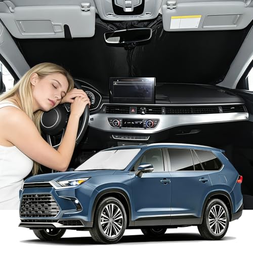 Windshield Sunshade for Toyota Grand Highlander 2024-2026 Sun Shade Windshield 4 Layers Blocks UV Rays Custom Fit Grand Highlander Car Window Shade Windshield Keep Cool Car Accessories