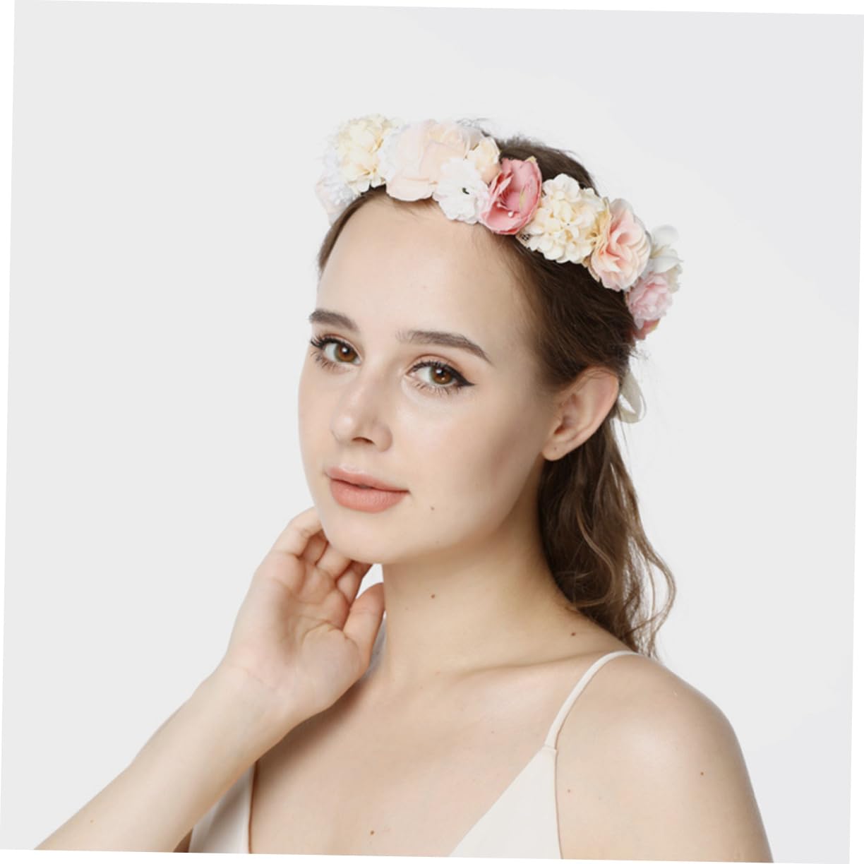 FRCOLOR 3 Pz Diadema di ghirlanda di fiori di seta fascia per ragazze di fiori diadema per ragazze hallowen hair charms Tiara cerchietti bambina Fascia per ghirlanda Acconciature da sposa