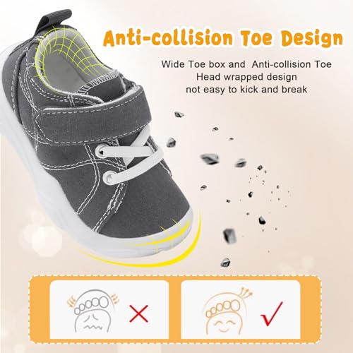 Barerun Strap-Closure Machine-Washable Child Sneaker Shoe With Wide Toe Box And Slip-Resistant Non-Marking Outsole For Toddlers And Little Kids Ages 1-8 Grey Toddler Size 7 thumb #2