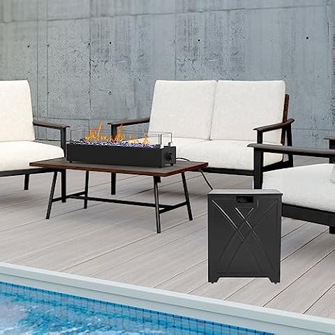 BAIDE HOME 28-inch Table Top Propane Fire Pit with 20Lb Propane Tank Cover - Black Cover