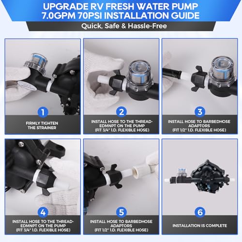 Image of Upgraded 110V AC Fresh Water Pump, 7GPM 70PSI, Five Chamber Self-Priming Diaphragm Pump with Heavy Duty Pressure Switch & Strainer for RV, Marine,Home Water System, Irrigating & Industrial Settings