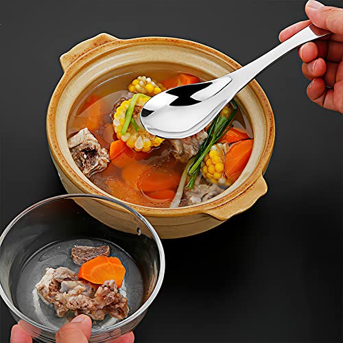 Soup Spoons, Aoosy Stainless Steel Korean Spoons, Asian Soup Spoons, 6.3 Inches Heavy Duty Asian Style Thick Short Handle Stainless Steel Ramen Spoons For Soup Cereals, Chinese Spoon Set Of 6 #TOP4