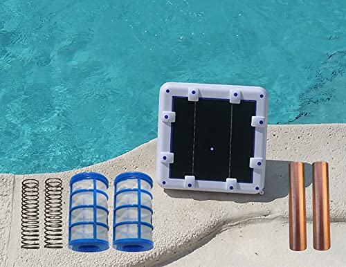 Solar Ionizer 14.0 Volts with LED | Ver 2.0 | 6.5 watts Ionization | Threaded Basket (No Wing-Screw) | Saves Over $1000 in Pool Maint. Costs | 500-40,000 Gallons | High Efficiency | Heavy Duty
