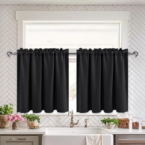 XWZO Lot de 2 Rideaux Cuisine Rideaux Opaque Petit Rideau, pour Salon et Cuisine - pour bistrot -...